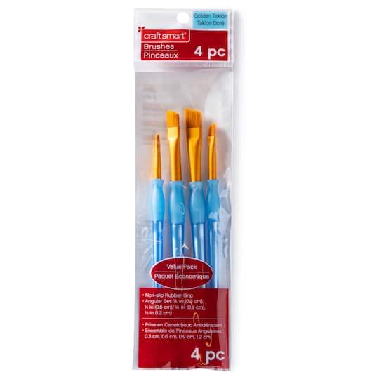 9 Packs: 4 ct. (36 total) Golden Taklon Angular Brush Set by Craft Smart&#xAE;